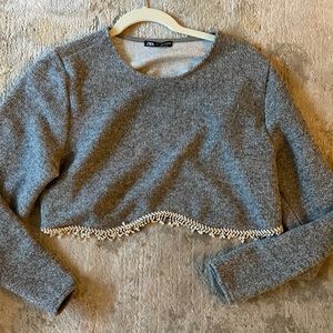 Zara Cropped Bling Sweater